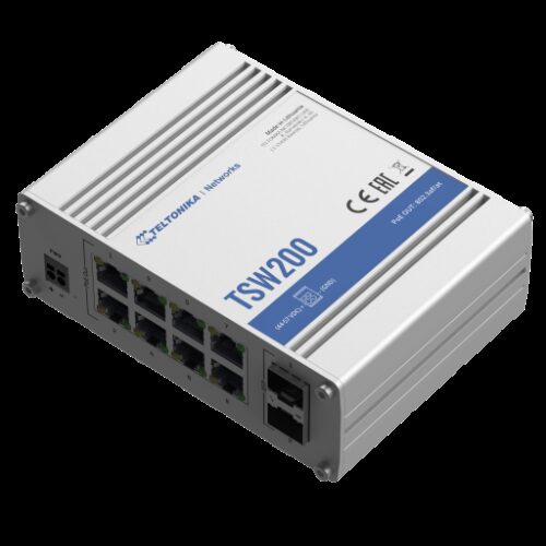 Teltonika · Switch · TSW200 · 8 Port Gigabit Industrial unmanaged PoE+ Switch