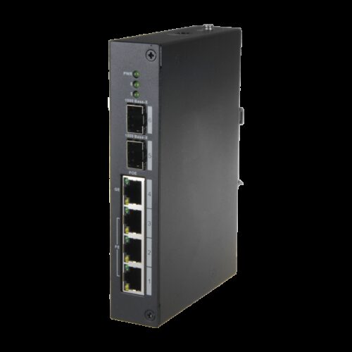 Switch PoE X-Security - 4 PoE-Ports + 2 SFP-Faser-Ports - Geschwindigkeit 10/100 Mbps - 60W Port 4 / 30W Port 1-3 / Max. 96W - H