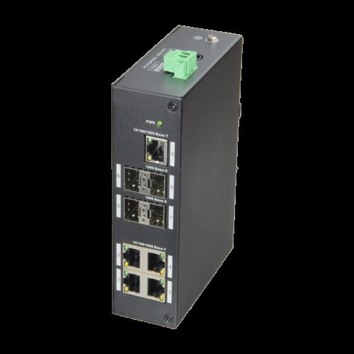 Switch X-Security - 5 Ports RJ-45 - 4 SFP Gigabit-Ports - Geschwindigkeit 10/100/1000 Mbps - Unterstützt Dual Power - Montage in