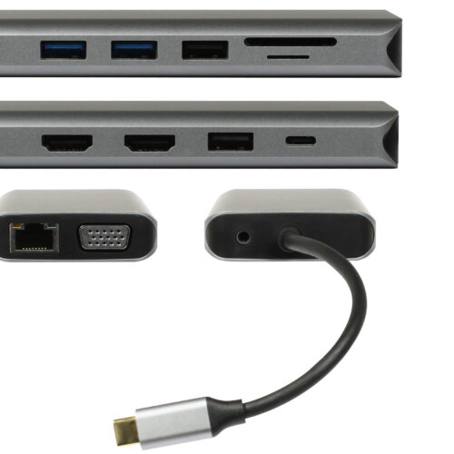 Plusonic USB-C Docking Adapter/Hub 8in1 with HDMI/VGA/LAN/USB