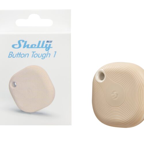 Shelly · Plug & Play · "Blu Button Tough Mocha" · Schalter & Dimmer · Bluetooth · Batterie · Dunkelbeige