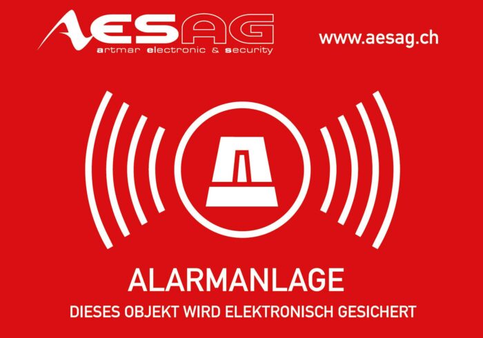 Warn-Aufkleber   Alarmanlage   74x52mm mit Logo AESAG