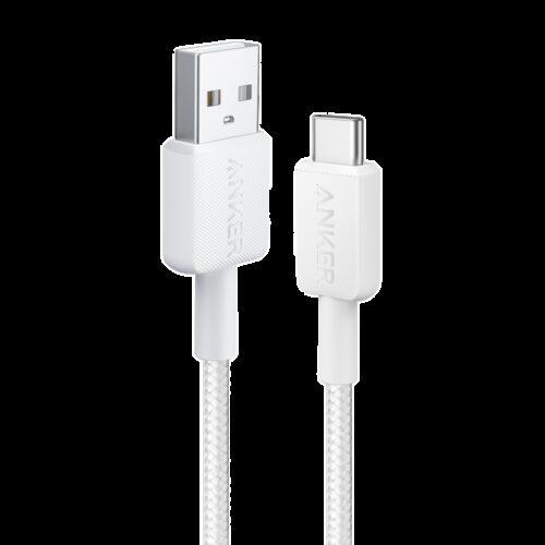 Anker - Kabel USB2.0  - Schnellladung bis zu 15W - USB-A auf USB-C - Nylon geflechtenes Kabel - Länge 0.9m | Farbe weiß