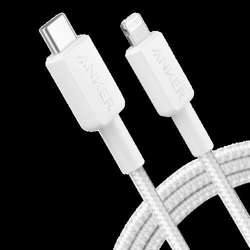 Anker - Kabel USB2.0  - Schnelles Aufladen - USB-C zu Lightning - Nylon geflechtenes Kabel - Länge 1.8m | Farbe weiß