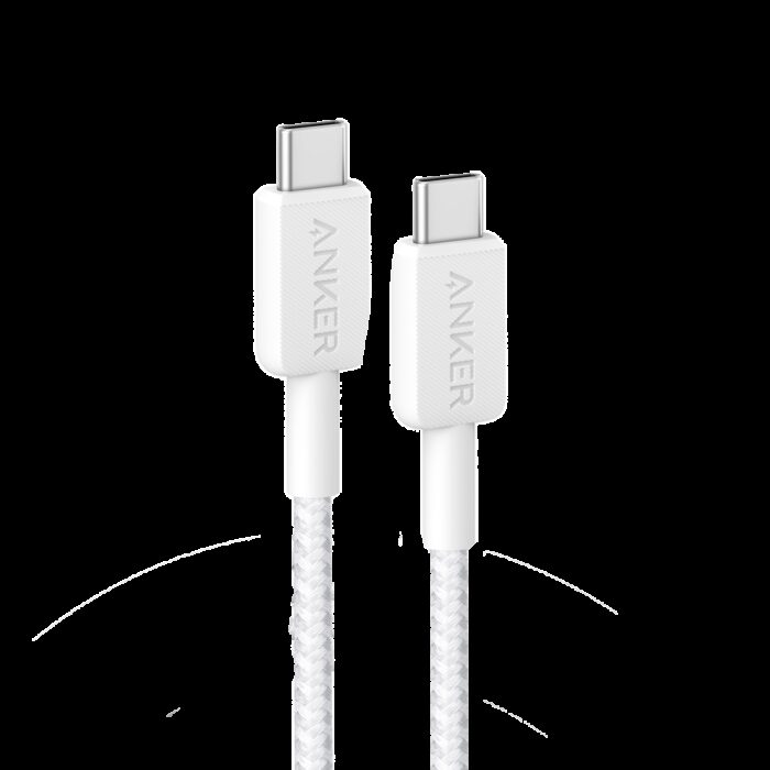 Anker - Kabel USB2.0  - Schnelles Aufladen 100W - USB-C auf USB-C - Nylon geflechtenes Kabel - Länge 0.9m | Farbe weiß